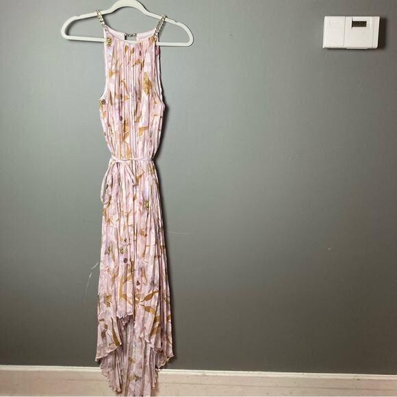 Ted Baker maxi dress size 8 Harpah Floral NWT pastel pleated gold chain straps - Picture 11 of 14